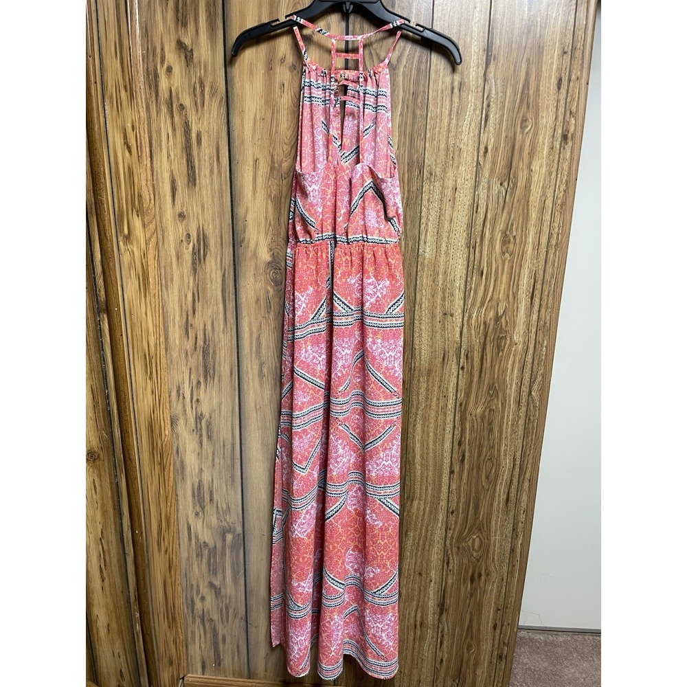 MinkPink Eastern Aztec Pink‎ Black Print Maxi Dress XS elastic waist - Picture 5 of 8